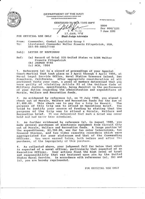 army civilian letter of reprimand.